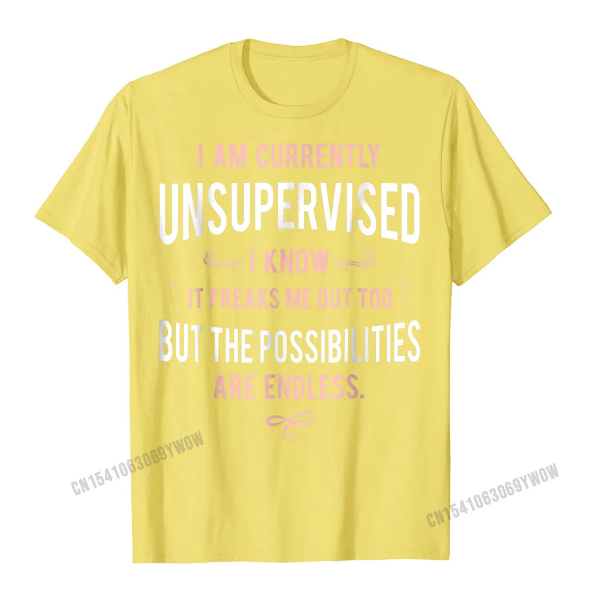 3D Printed Design Tops Shirt Short Sleeve for Men 100% Cotton NEW YEAR DAY O-Neck T Shirts Normal T Shirt 2021 New Fashion Funny Adult Sarcasm I Am Currently Unsupervised T-Shirt__815 yellow