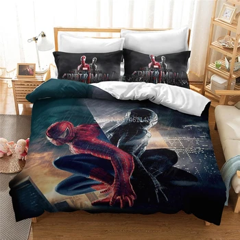 

3D Spiderman Printed Cartoon Bedding Set Soft Duvet Cover Pillowcases Set Twin Full Queen King Size Bedclothes Home Textile