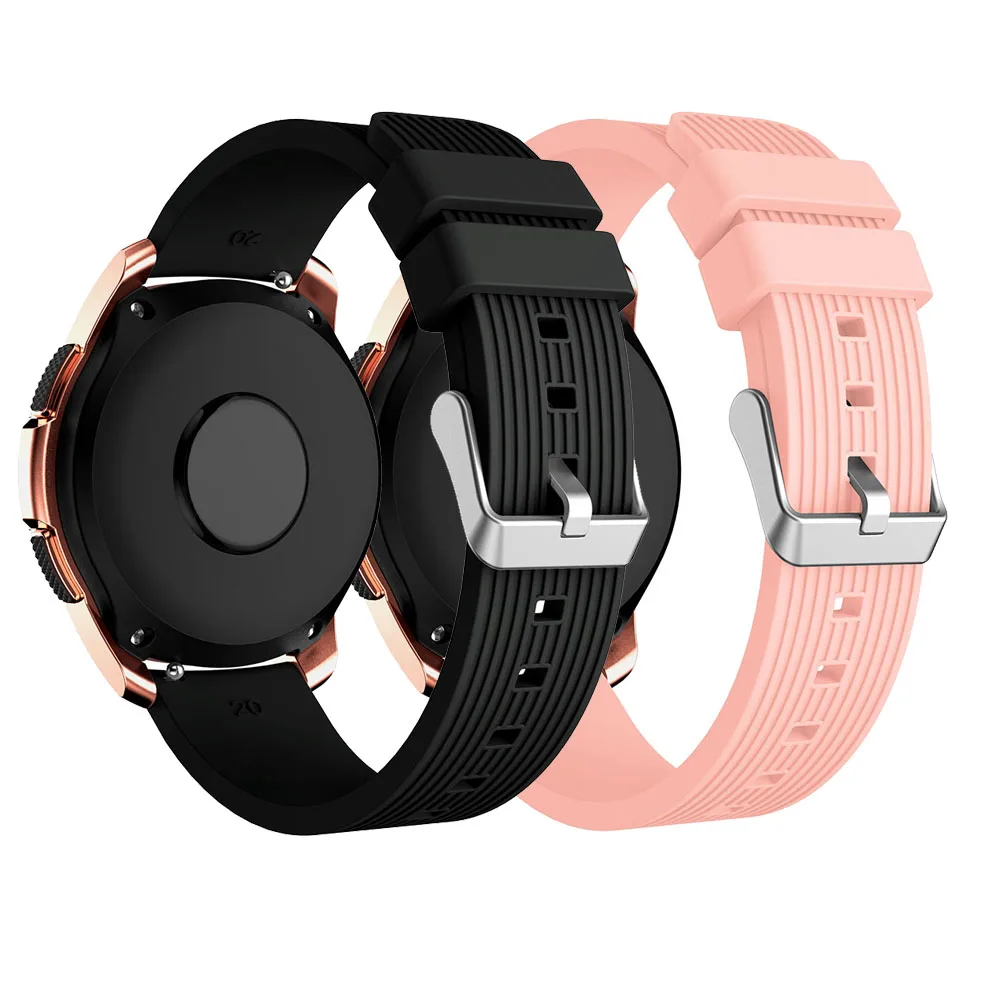 Black Pink 2 шт силиконовый ремешок для часов samsung gear S3 Galaxy Watch 46 мм 42 мм активный 2 40 мм 44 мм ремешок 20 мм 22 мм ремешок для часов huawei GT 2 - Цвет ремешка: Black Pink