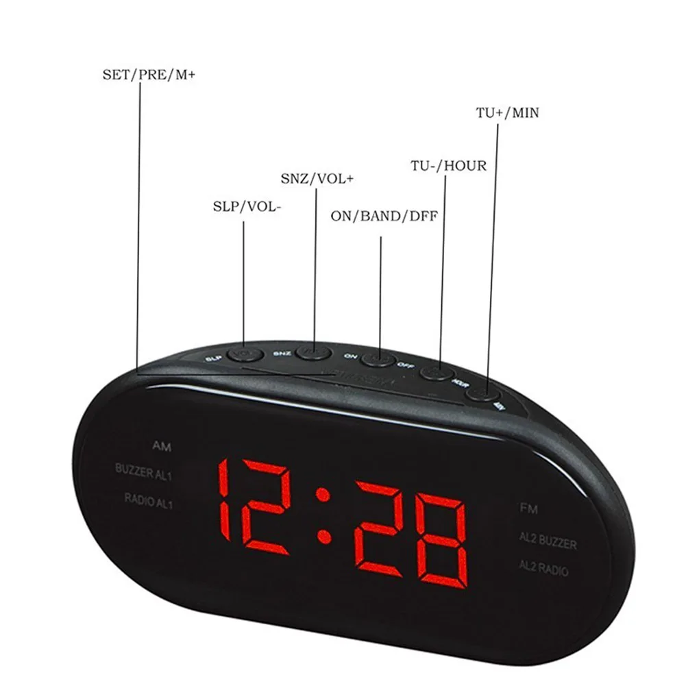 AM/FM LED Clock Electronic Desktop Alarm Clock Digital Table Radio Gift Home Office Supplies EU/US Plug Newst