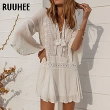 RUUHEE женское шифоновое пляжное платье с рукавом семь четвертей женские купальные костюмы