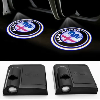 

2pcs LED Cars Door projector Welcome Lights for Alfa Romeo Giulia Giulietta Mito Stelvio Brera 147 156 159 car-styling