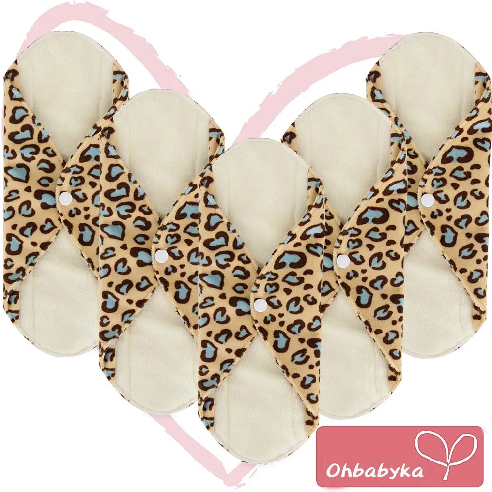 Ohbabyka 5 упаковок гигиенические менструальные подушечки Многоразовые моющиеся менструальные вкладыши для кормления бамбуковые Хлопковые женские прокладки для гигиены - Цвет: 11