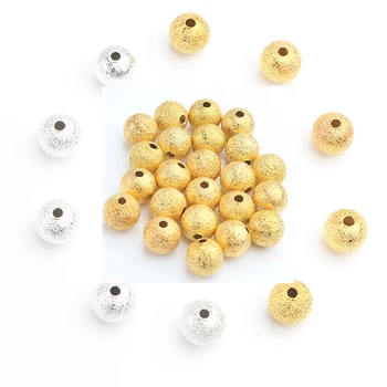 

100pcs Matte Gold Silver Colors Round Spacer Beads Ball End Seed Metal Beads For Jewelry Making Findings Accessories Supplie