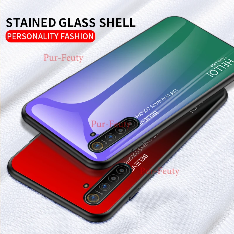 Чехол для телефона Oppo Realme X2 Pro, модный стеклянный чехол для телефона, для Oppo Realme XT, силиконовый бампер с полной защитой