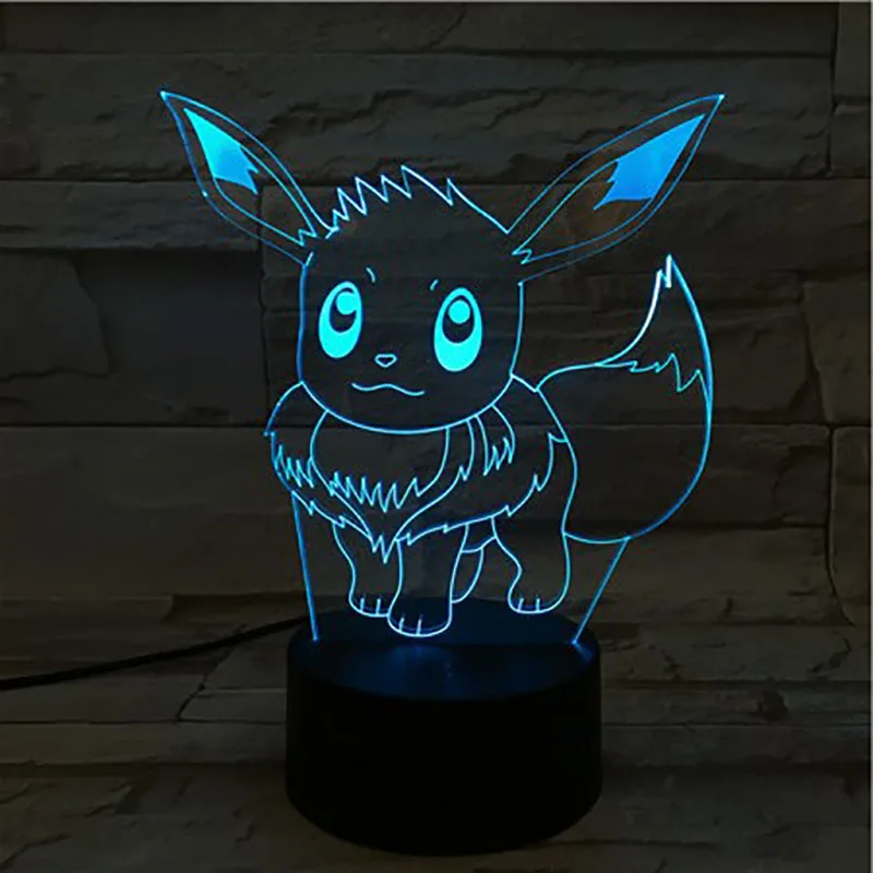 Pokemon Go Eevee рисунок детский Ночной светильник светодиодный сенсорный датчик атмосферная декоративная лампа фестиваль подарок Спальня 3D лампа Eevee Семья