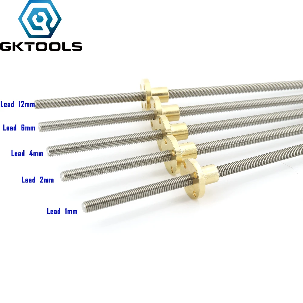 

304 stainless steel T6 screw length 400mm lead 1mm 2mm 4mm 6mm 12mm trapezoidal spindle 1pcs With brass nut