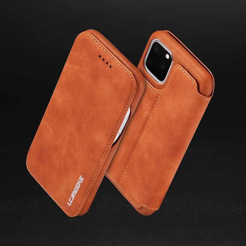 Кожаный чехол для Iphone 11Pro Max HG защитный 11 Pro с магнитным карманом карт|Бамперы| |