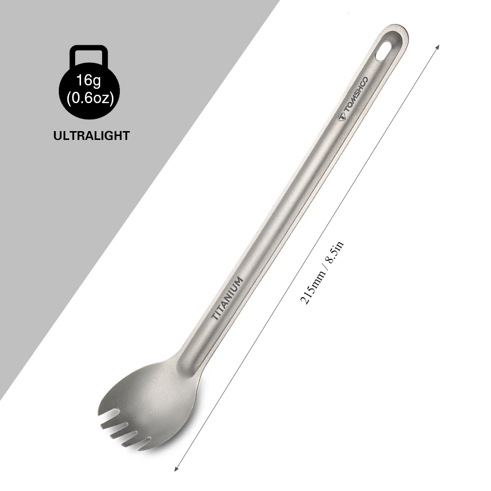 Camping Cutlery Portable Tableware Portable Cutlery Titanium Tableware Titanium Long Handle Spork for Outdoor Camping
