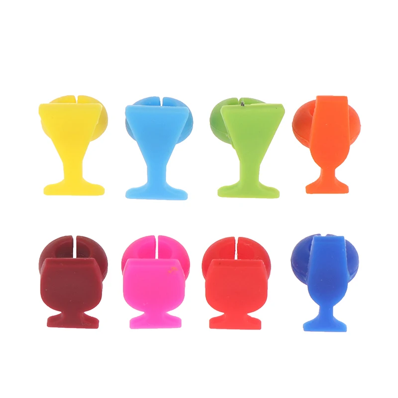 8pcs Silicone Wine Glass Shape Wine Glass Marker Drinking Cup Identifier
