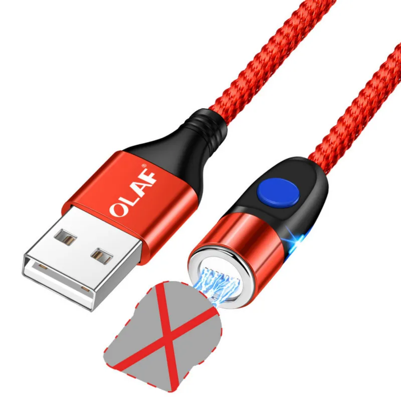 1M& 2M светодиодный магнитный кабель и кабель Micro USB и кабель usb type C нейлоновый Плетеный Тип C магнитное зарядное устройство, кабель для iPhone Xs Max - Цвет: only cable