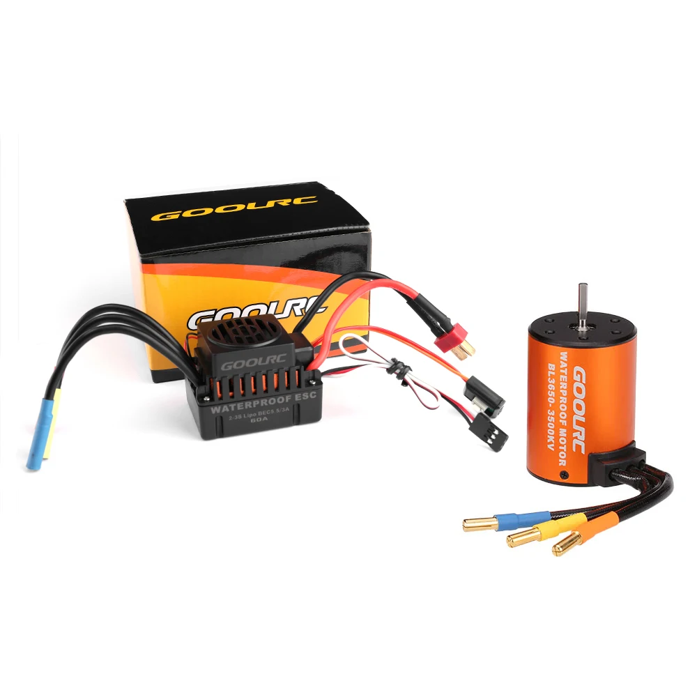

GoolRC Upgrade Waterproof RC Set 3650 3500KV BrushlessRC Motor with 60A ESC Combo Set for 1/10 RC Car Truck