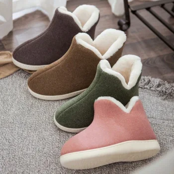 

Couple simple suede winter shoes men fashion slippers plus size 34-47 man's furry slippers 2020