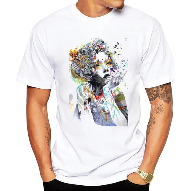 TEEHUB Neuheiten Herren T-Shirt Mode Painted Wer Girl Bedruckte Tops Kurzarm Coole T-Shirts Lustiges T-Shirt_voghion.com