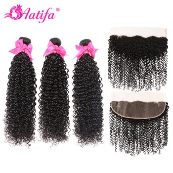 

Brazilian Kinky Curly Bundles With Frontal Closure Human Hair Bundles With Frontal Remy Hair Frontal With Bundles Aatifa Hair