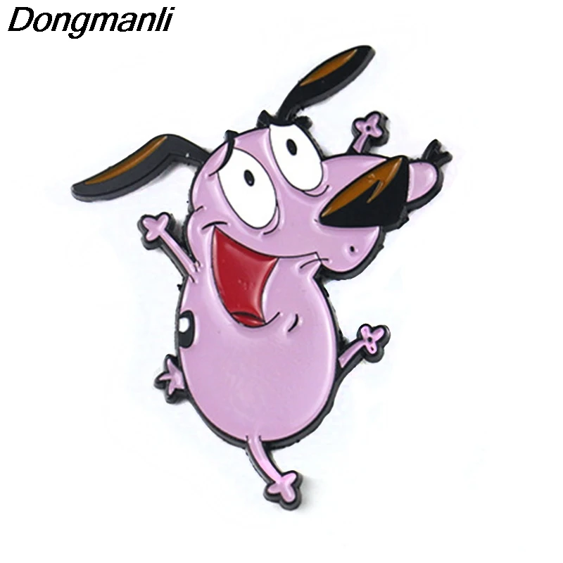 P4093 Dongmanli смелость трусливая собака ювелирные изделия забавные металлические эмалированные булавки и броши нагрудные значки подарки