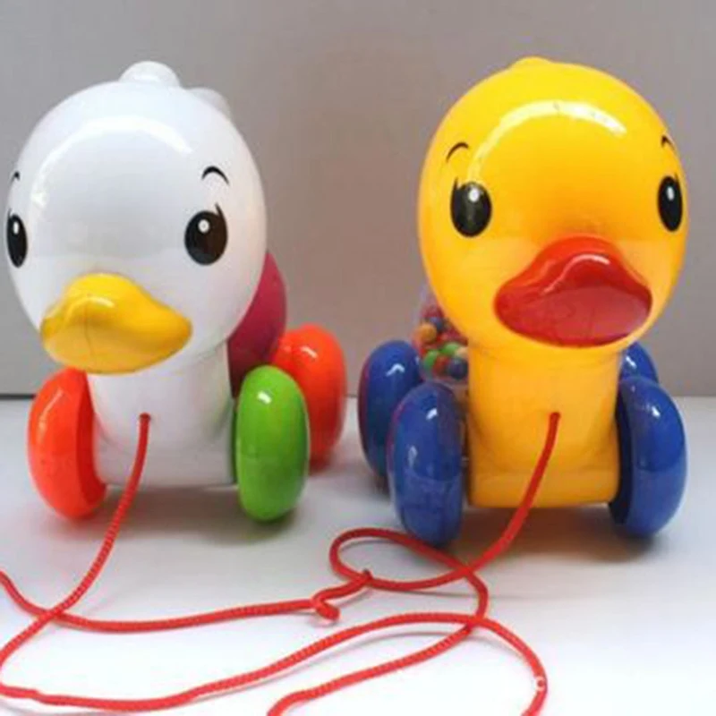 Потяните веревку Забавные милые для детей Cartton Duck Pull утенок обучающие игры игрушки-цвет случайный