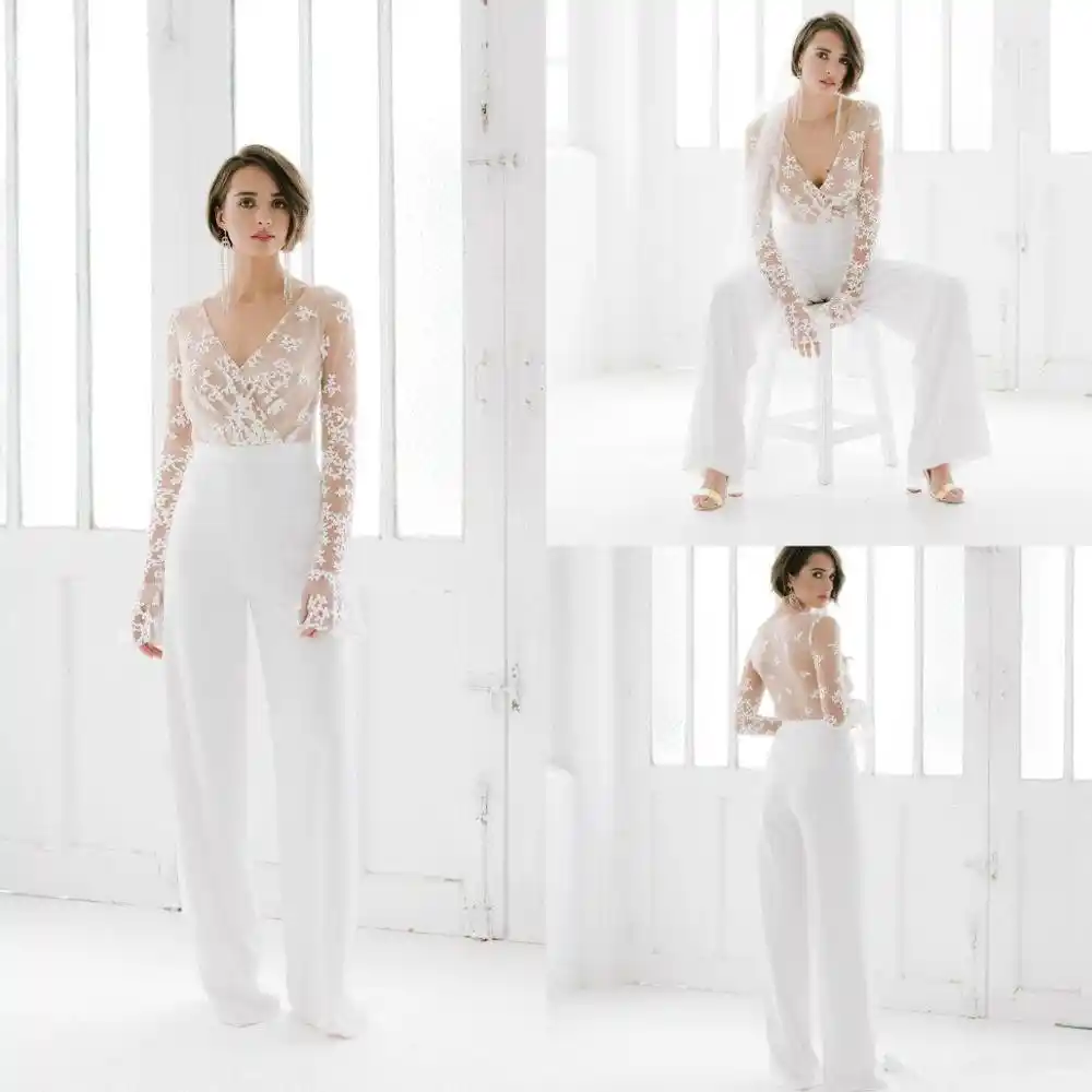 Bridal jumpsuit with sleeves Clearance