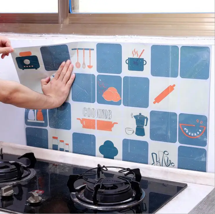 

4 Style Oil Separation Wall Stickers Kitchen Ceramic Tile Sticker Furniture Protection Heat-resistant Wall Stickers