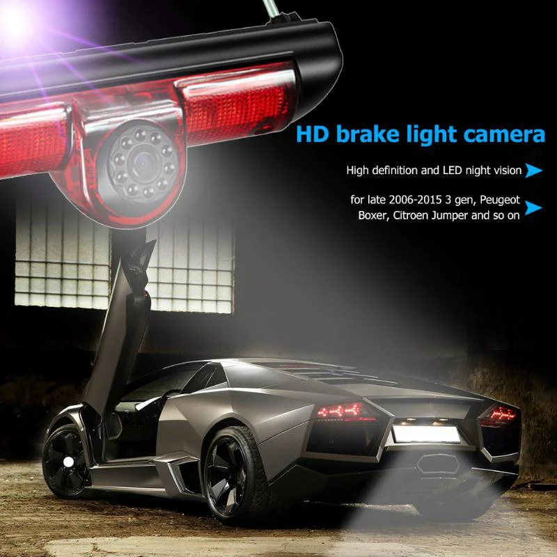 Car Rear View Brake Light Camera Car Reversing Camera 8Led Light Infrared Night-Vision Camera for Fiat Ducato X250 Citroen Jumpe