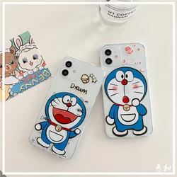 Doraemon bonito casal dos desenhos animados caso de telefone para iphone 12mini/12promax/11pro/11/8p/x/xs/xr/se/xsmax/7/8/se/capa de telefone transparente
