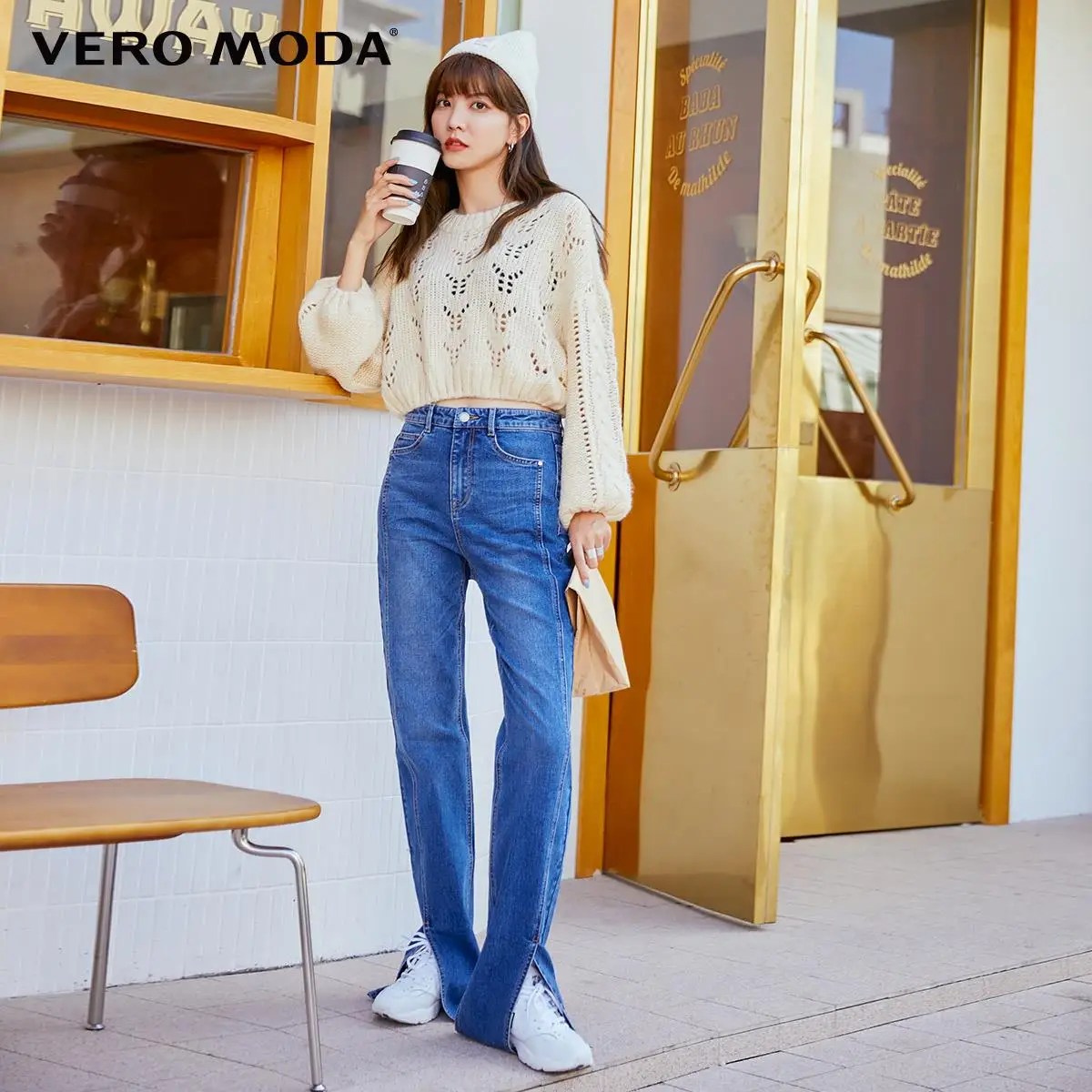 Vero Moda Women Vintage High Waist Versatile Straight Fit Slitted Hemline Jeans | 320432007 - AliExpress Clothing