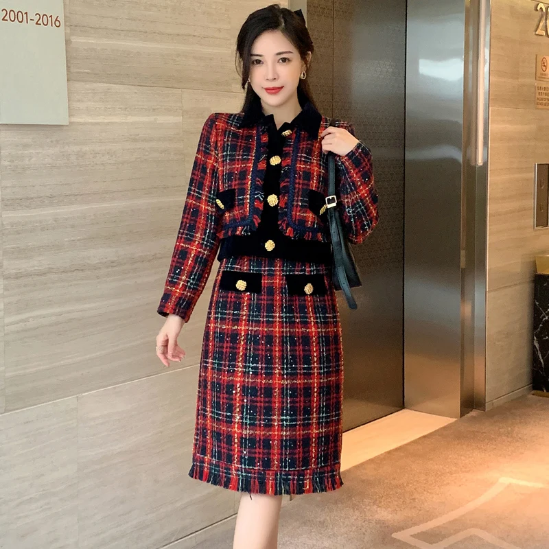 Riu Rちゃん  Riu  Plaid tweed knit dress