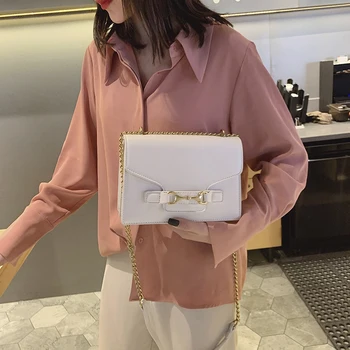 

Famous brand women's bag luxury handbag solid color chain PU leather women's one shoulder slant span bag
