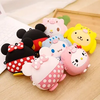 

HelloKitty My Melody Cinnamoroll PomPomPurin Minnie Mickey Crossbody Bag Girls Cartoon Coin Purse Shoulder Bag for Children Gift