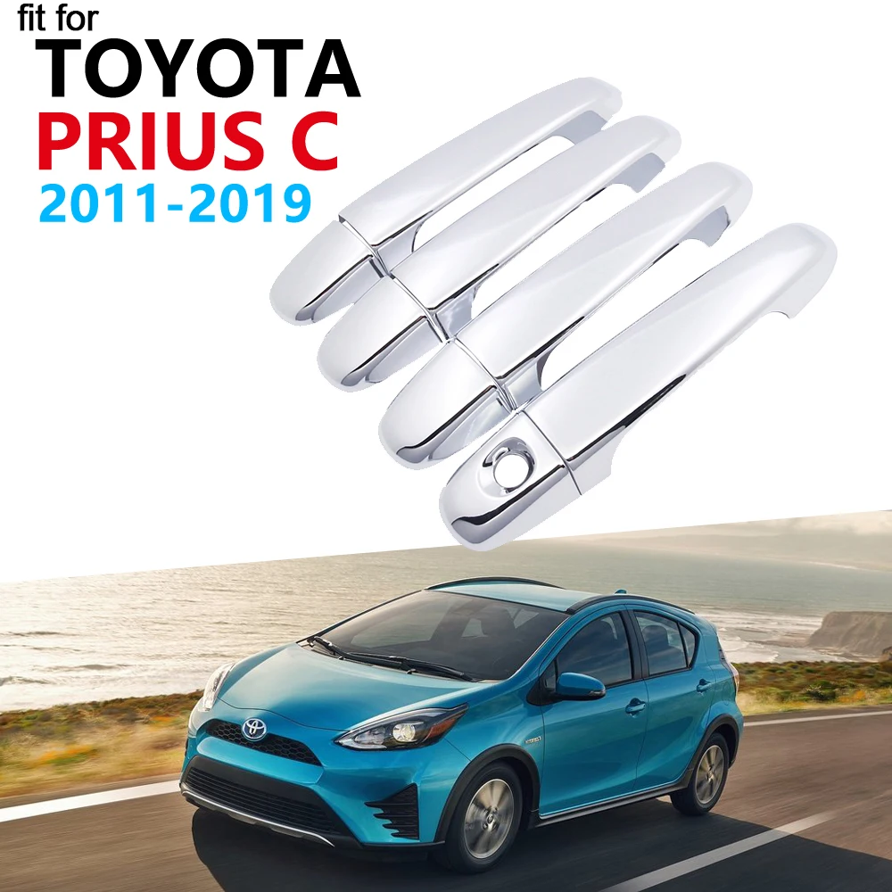 Роскошный хромированные дверные ручки крышки Накладка для Toyota Prius C Aqua 2011~ автомобильные аксессуары наклейки 2013