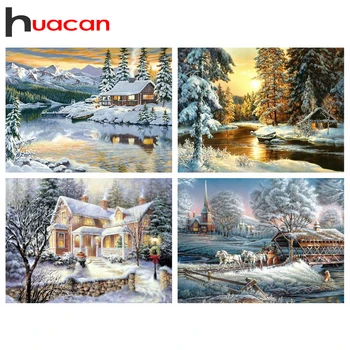 

Huacan Full Square/Round Diamond Painting Winter Snow 5D DIY Diamond Embroidery Mosaic Landscape Decorations Home