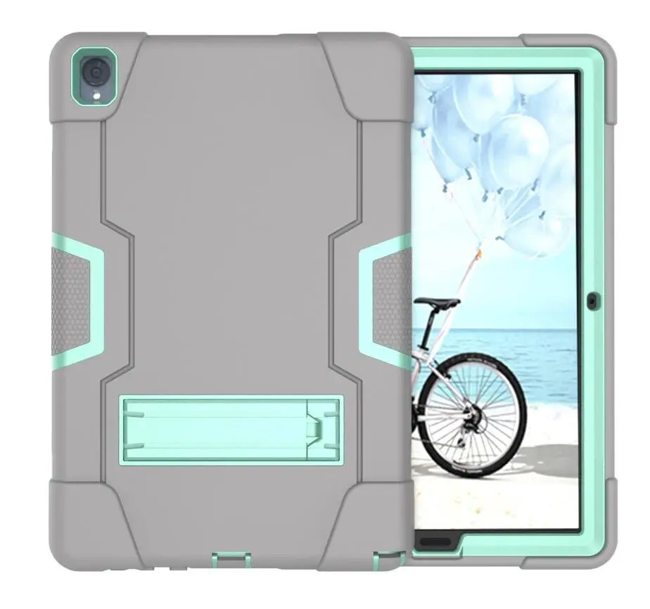 grey mint green Чехол для huawei Mediapad M6 10," /huawei M6 Pro 10,8 VRD-AL09, дети Безопасный сверхмощный силиконовый Жесткий противоударный Броня гибрид - Цвет: grey mint green