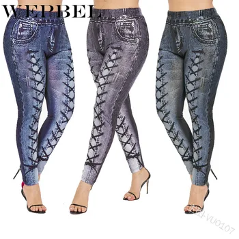 

WEPBEL Women Pants New Fashion Bandage Pencil Stretch Denim Pants Trousers Sexy High Waist Long Jeans Female Fashion Street Wear