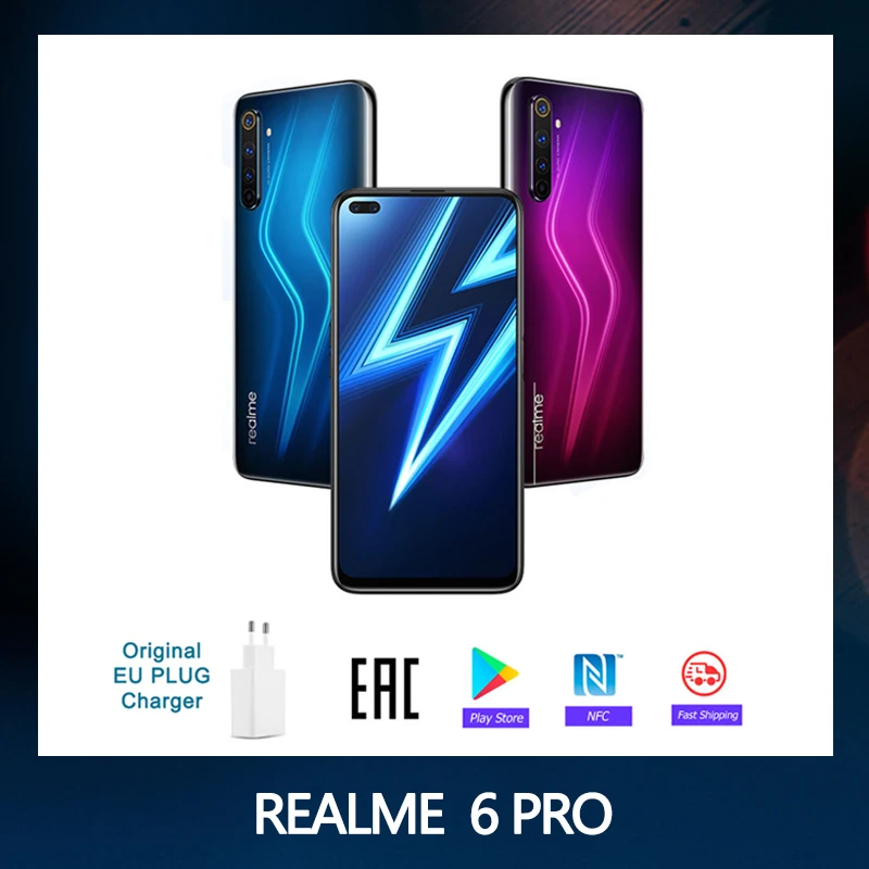 Realme 6 Pro мобильный телефон дюймов 90 Гц 64MP Cam разблокировать 8 Гб Оперативная память