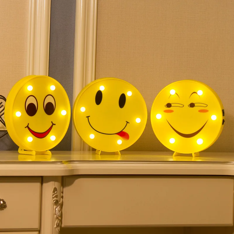 

INS Hot Selling Expression Modeling LED Night Light Smiley Online Celebrity Decoration GIRL'S Heart Photographic Prop Birthday G