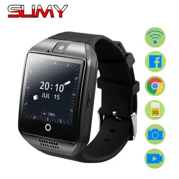 

Slimy Smart Watch Phone Android 4.4 OS Smartwatch Q18 With Camera 3G SIM Card Slot Bluetooth Wristwatch Wifi GPS Music Player