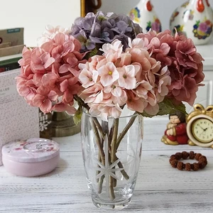Ramo de flores de hortensia simulada, adornos para el hogar, sala de estar, mesa de comedor, flores de mano para boda
