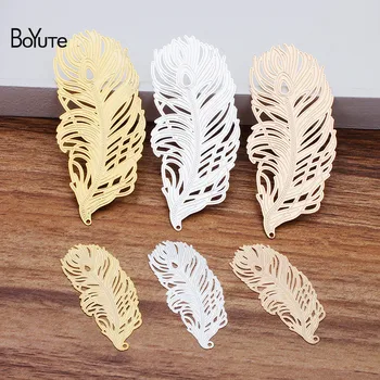 

BoYuTe (10 Pieces/Lot) Metal Brass Corrosion Sheet 50*23MM 83*37MM Feather Pendant Diy Hand Made Jewelry Accessories