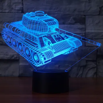 

7 Colors Changing Desk Lamp 3D Lamp LED Night Light Tank Shape Touch Table Lamp Stereoscopic Illumination