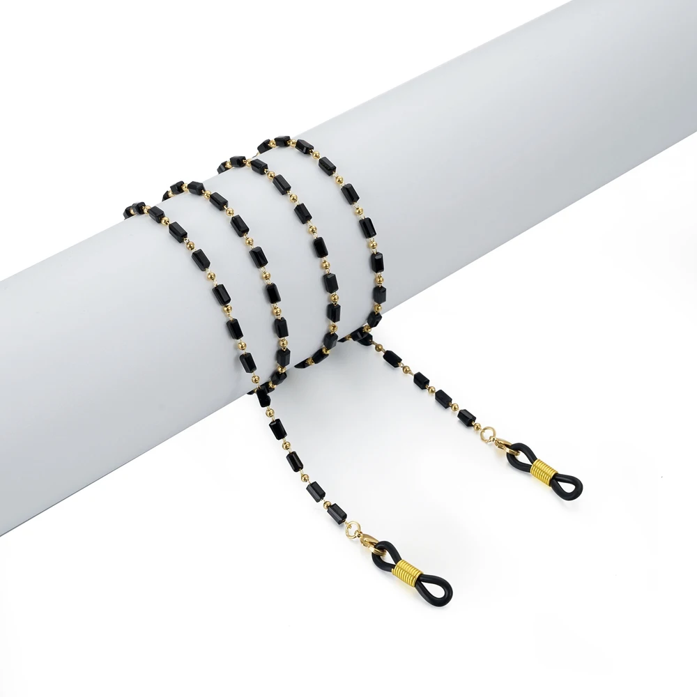 1pc Black acrylic metal beads Chain Eyeglasses Cord Glasses Rope Sunglasses Strap Holder Neck - Цвет: gold