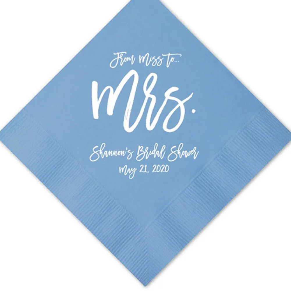 Personalized Napkins Bridal Shower From Miss To Mrs Napkins Custom Printed Birthday Monogram Napkins Wedding Party Napkins Table Napkins Aliexpress