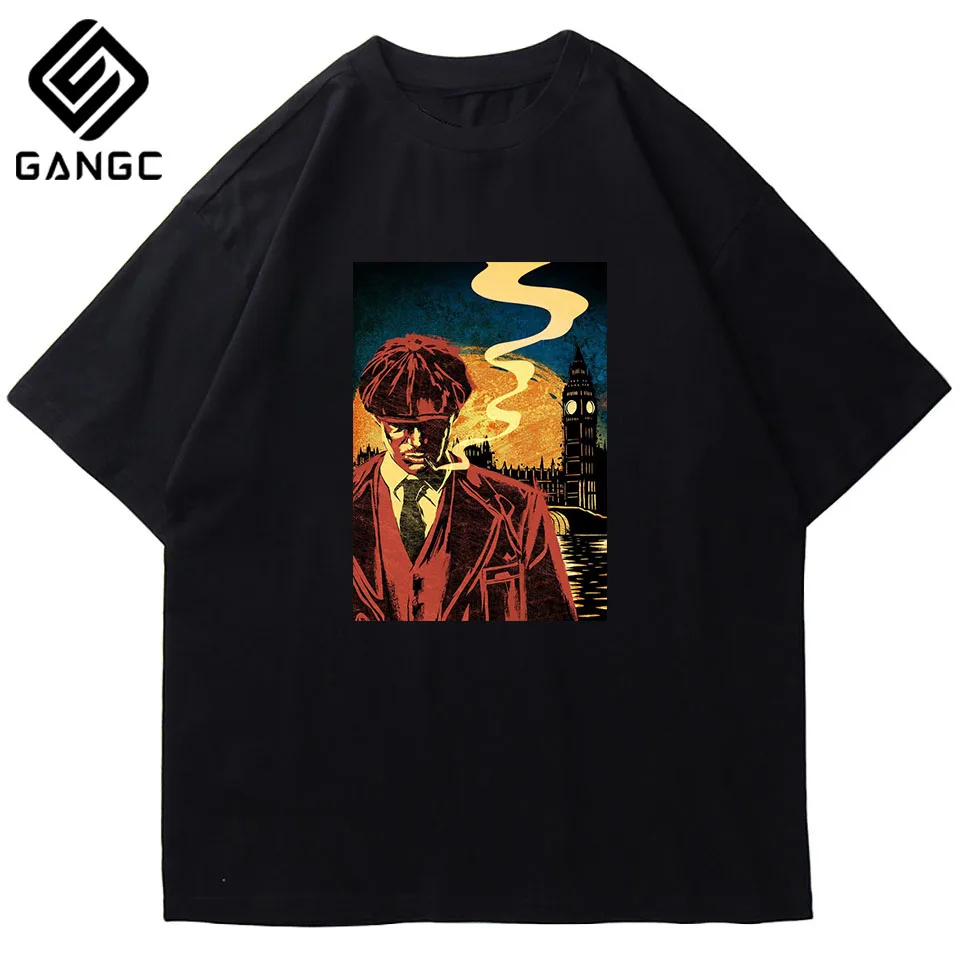 

Tommy Shelby Design O-Neck Men's Short-Sleeve Tee Shirts Peaky Blinders T-Shirts Pure Cotton Vintage T Shirts Print Streetwear