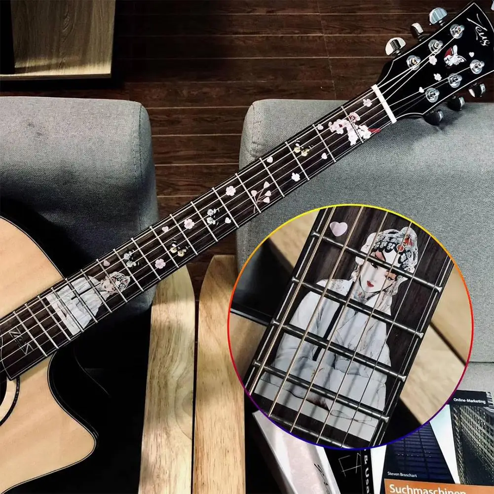 Гитарная наклейка гриф инкрустация наклейки электрическая гитара бас гриф наклейка s наклейки для гитары украшения аксессуары для гитары