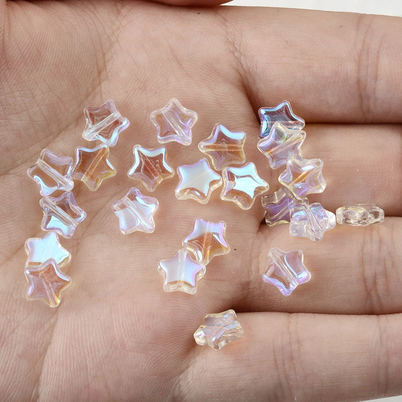 20PC/lot 8mm AB Color Star Beads Czech Glass Loose Spacer Beads For Jewelry Making Hairpin Handmade Diy Accessories