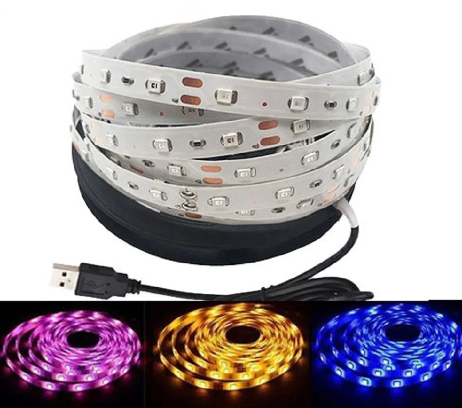 Светодиодная лента 2835 5050 SMD RGB светильник 50 см/1 м/2 м/3 м/4 м 12 В гибкий ленточный шкаф