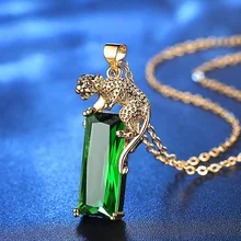 Корея Золото Леопард подвеска из циркония ожерелье для женщин Мода Handade прозрачный зеленый кубический цирконий