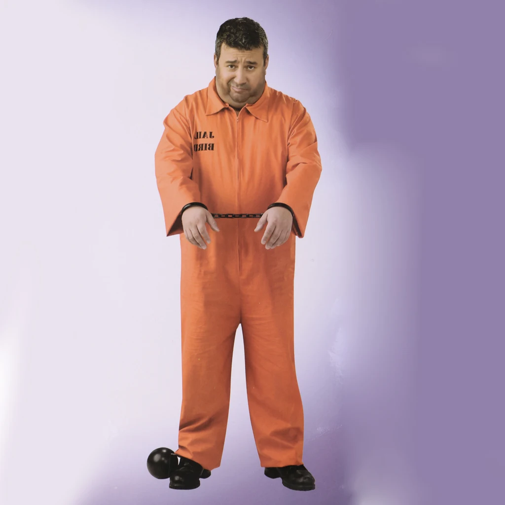 Convict Stag Do Party Fancy Costume Mens Boys Prisoner Overall Orange Jumpsuit 