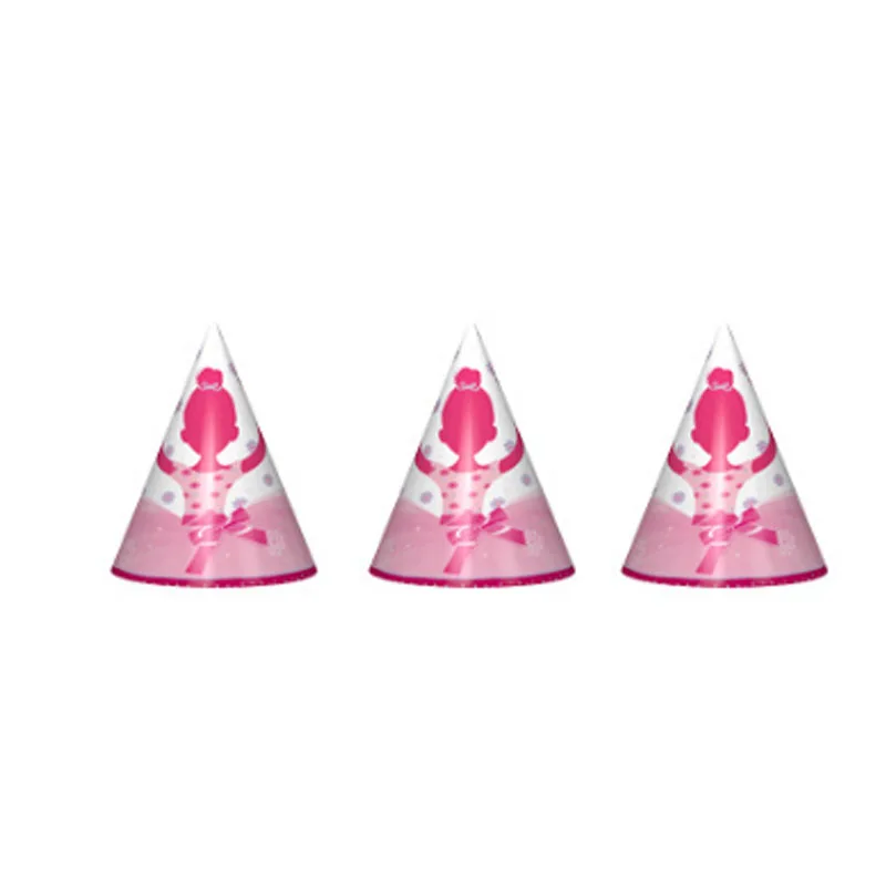 Новые балетные темы бумажные подносы для десерта одноразовые стаканчики столовые Свадебные украшения день рождения ребенок розовый девушка серии поставки - Цвет: hat 6pcs