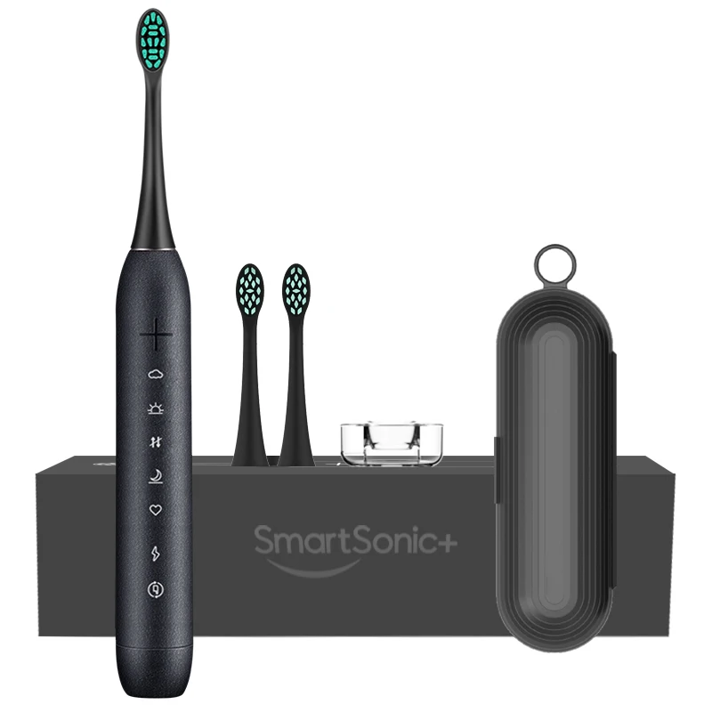 Dark Gray Smart sonic T6 Upgrad USB перезаряжаемая звуковая электрическая зубная щетка Водонепроницаемая IPX7 ультра звуковая зубная щетка с 2 зубными головками Dupont - Цвет: Dark Gray