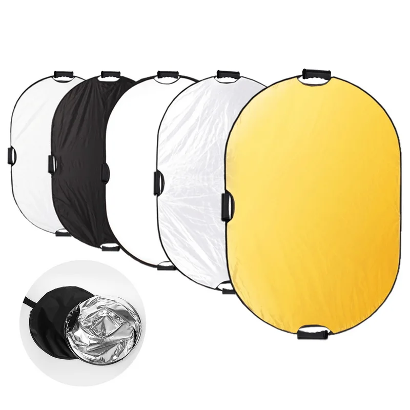  100*150cm 5 in 1 Multi Disc Photography Studio Photo Oval Collapsible Light Reflector handhold port
